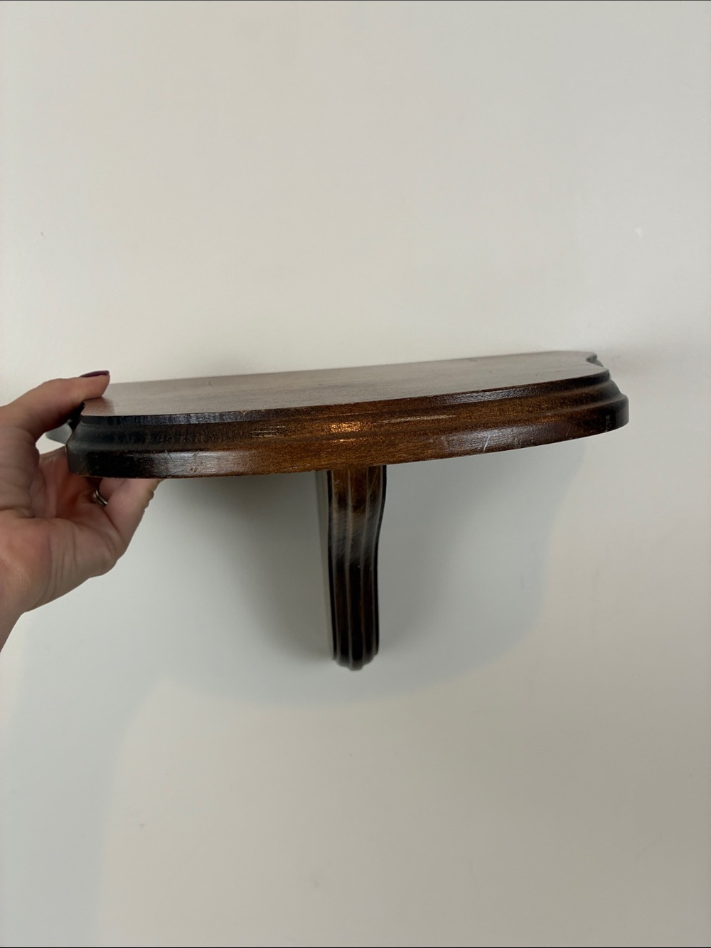 Vintage Half Round Wooden Wall Shelf Corbel Bracket Dark Brown